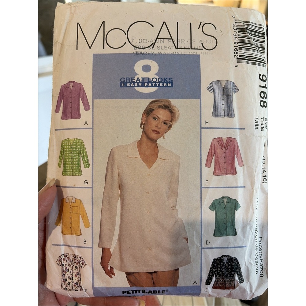 Vintage 1998 McCalls Blouse Sewing Pattern 9168 Cut To A 16 Complete